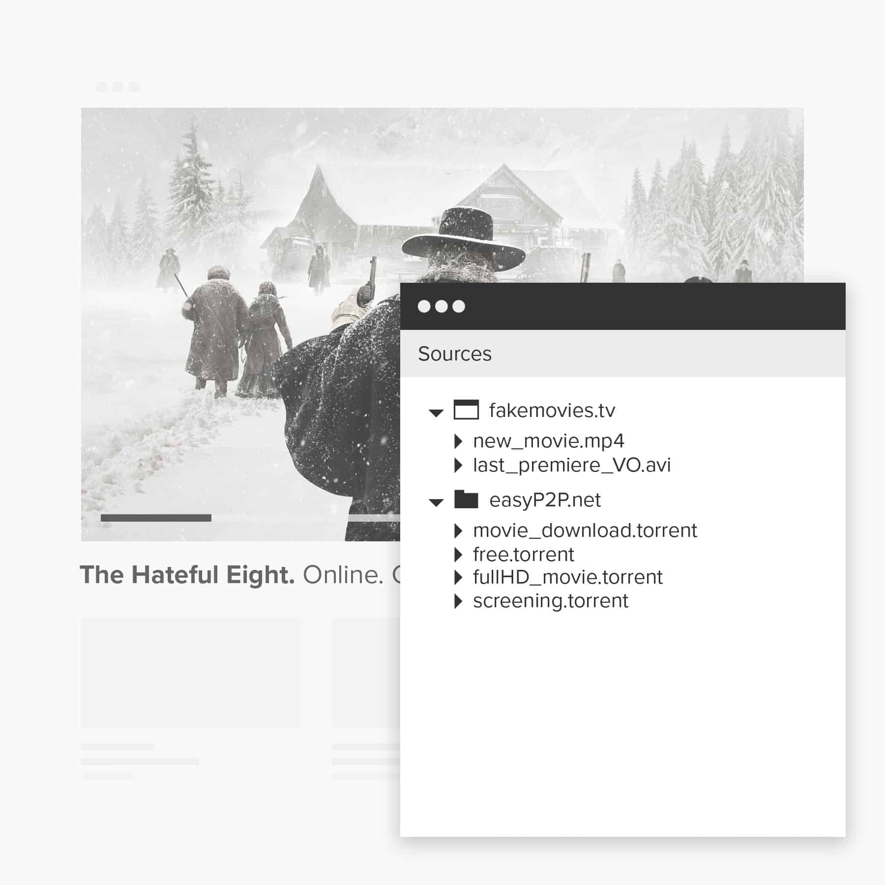 Red Points platform scanning a movie file, displaying download details and copyright infringement detection results.