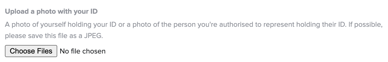 Screenshot of the dedicated section in the Instagram impersonation report form to upload a picture of an ID, either yours or someone else's.