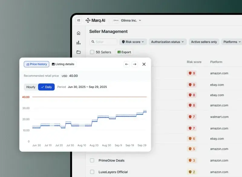 Image of Marqvision infringing seller dashboard