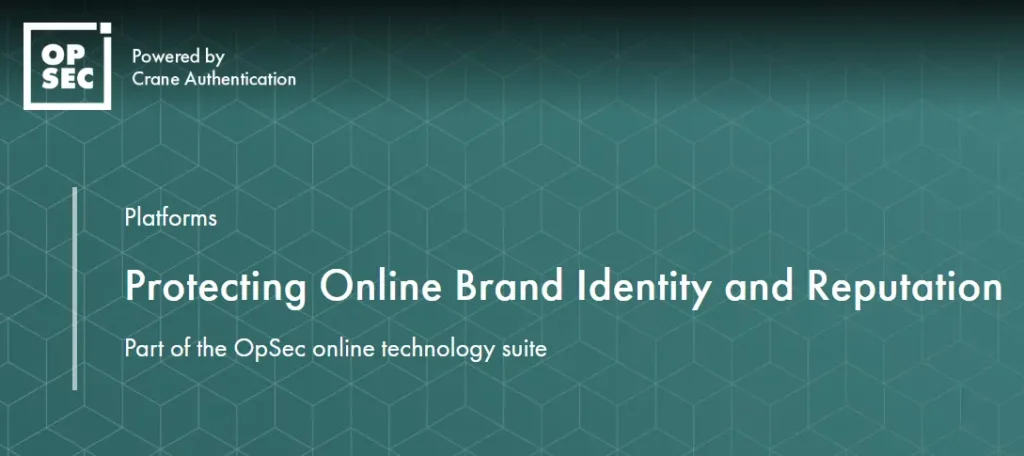 OpSec brand protection landing page header